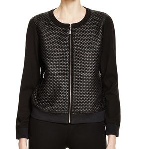 FINITY Quilted Faux Leather Bomber Jacket